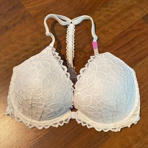 PINK, White front close light push up bra. New with tags size 36DD